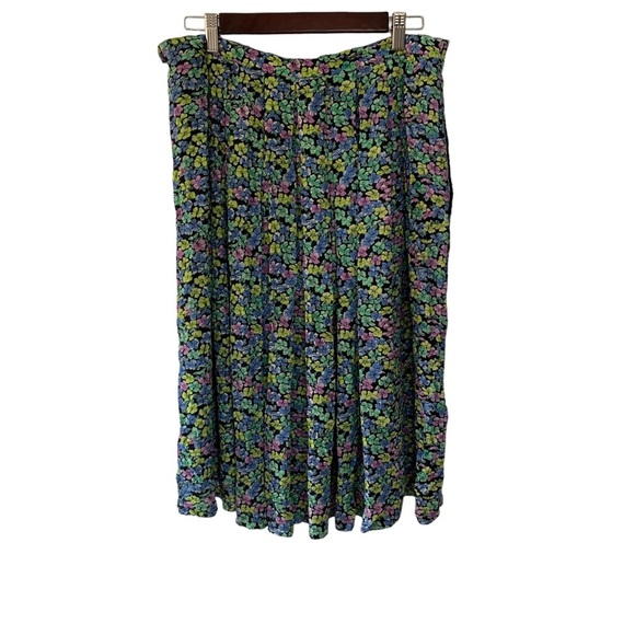 Vintage Colourful Skirt Size 14 Pleated Ditsy Floral Full Fairy Whimsy Midi - Picture 6 of 11